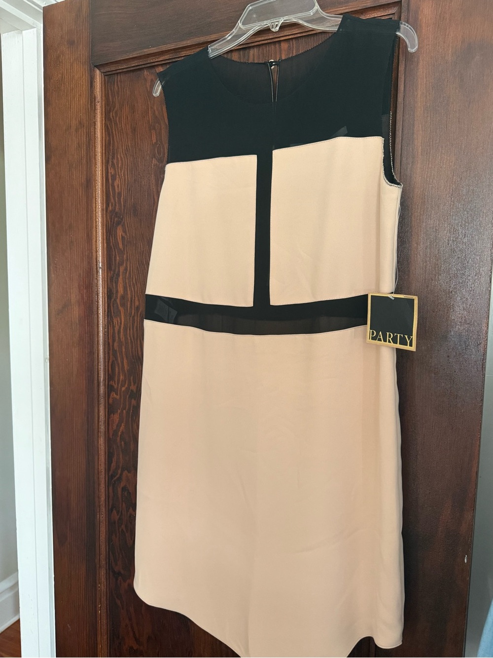 RACHEL Rachel Roy Black and Cream Sleeveless Colorblock Shift Dress